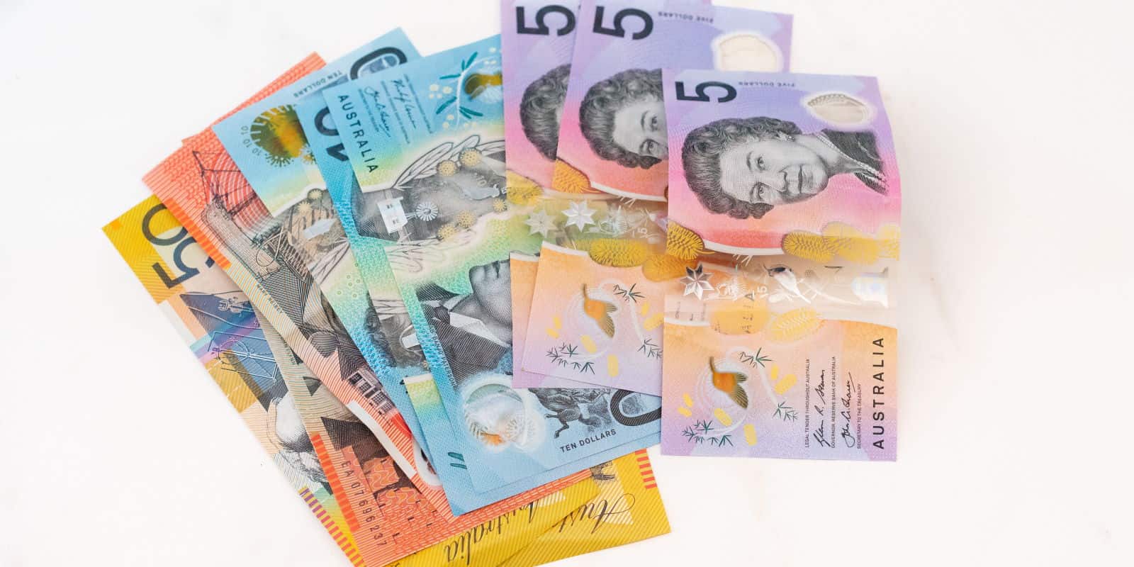 A spread of Australian bank notes